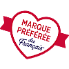 red heart shaped logo with the text 'Marque préférée des français' inscribed within