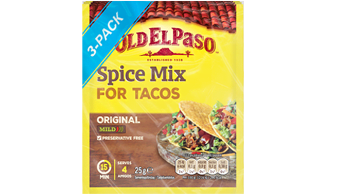 Motivere Vild Tentacle Taco Spice Mix- 3 Pack - Produkter - Old El Paso