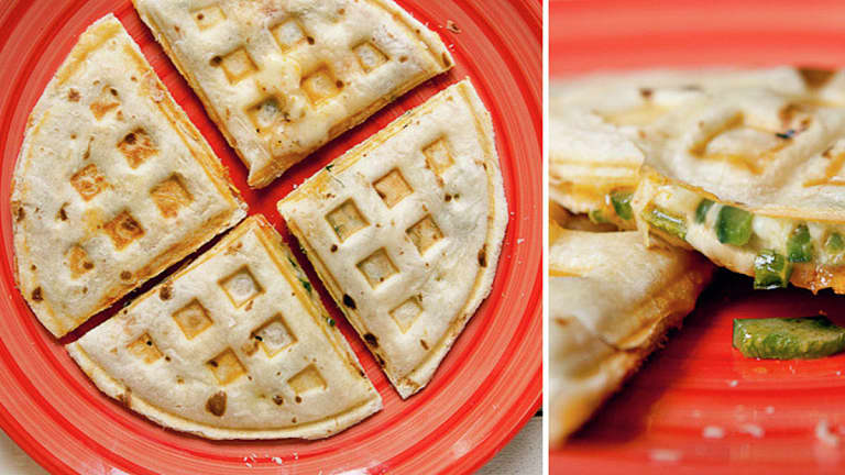 waffle iron quesadilla