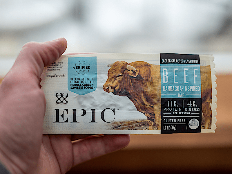 EPIC's Beef Barbacoa bar with hand