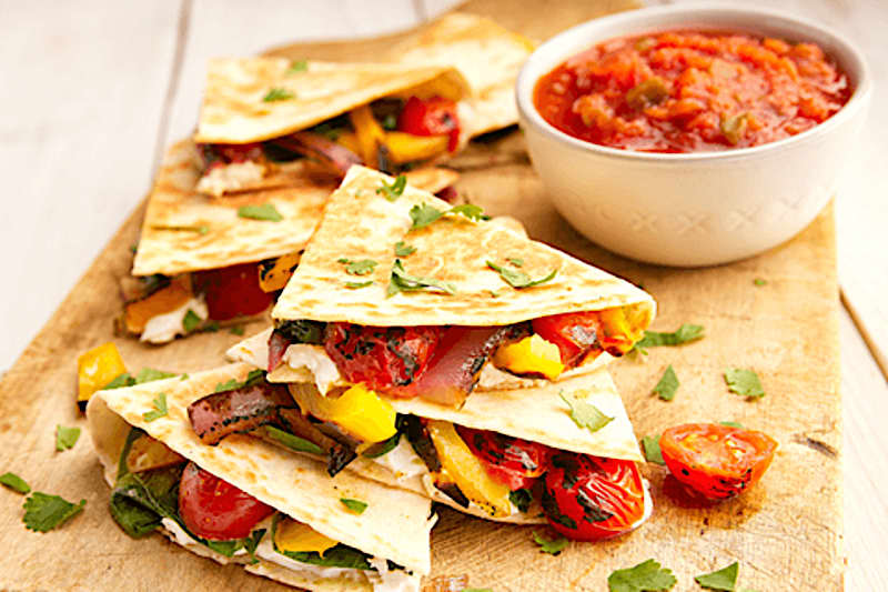 Quesadillas de légumes grillés et fromage de chèvre
