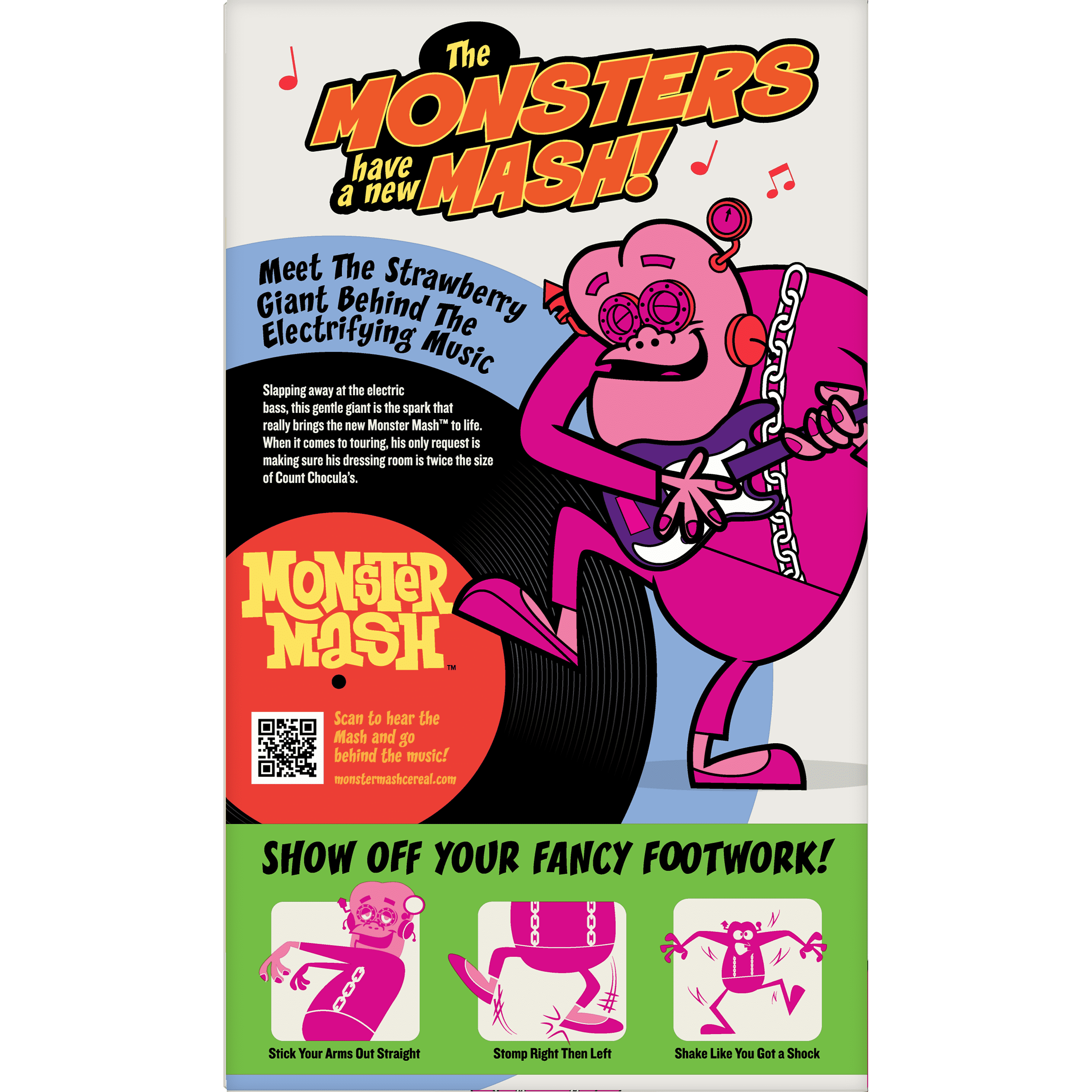 Back of retro Franken Berry cereal box