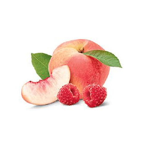 juicy white peach and raspberry