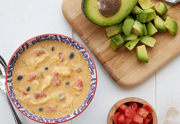Cheesy Chicken and Rice Enchilada Soup