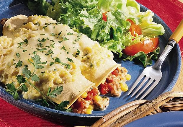 Corn and Chicken Enchiladas