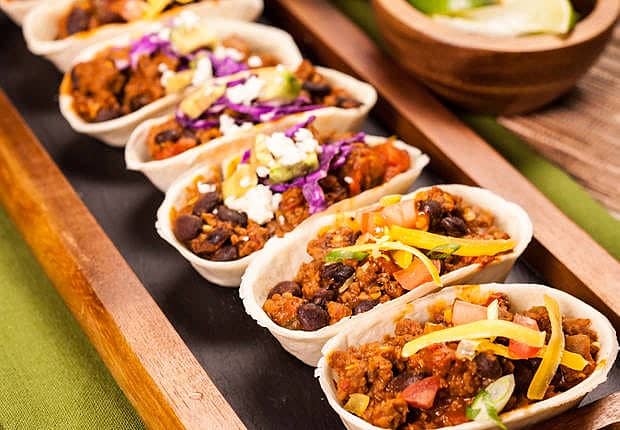 One Skillet Mini Taco Bowls Recipe From Old El Paso Old El Paso At the restaurants these are fried and loaded with fat. one skillet mini taco bowls