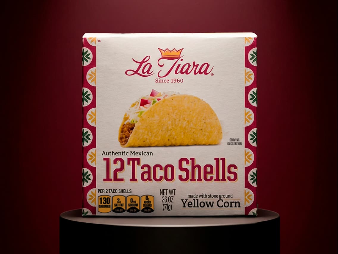 La Tiara box with 12 taco shells