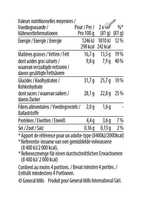 barista chocolate frappe nutrition