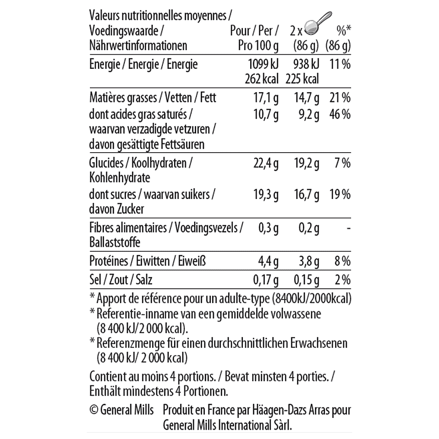 cookies and cream pint nutrition