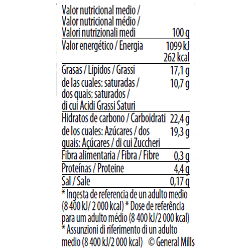 Cookies & Cream Mini-cup nutrition