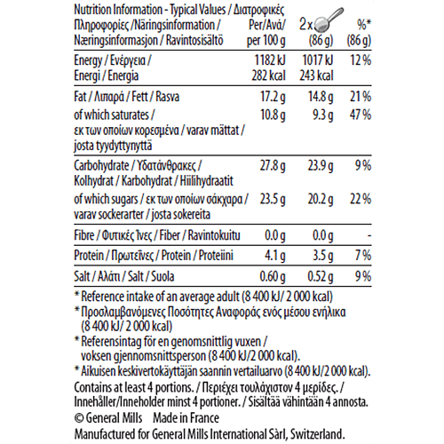 Salted Caramel Pint nutrition label