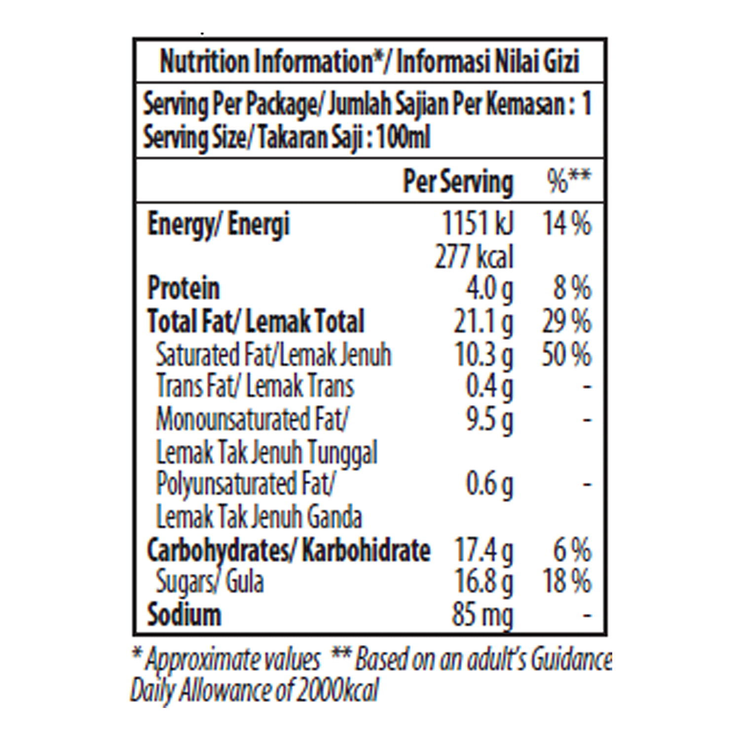 macadamia nut brittle minicup nutrition