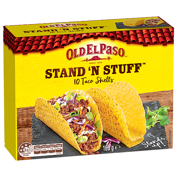 a pack of Old El Paso's stand n stuff 10 taco shells (190g)