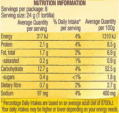 SNS tortilla boats nutrition