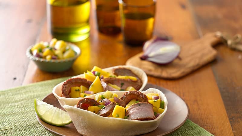 Flank Steak Tortilla Bowls with Mango Salsa - Old El Paso
