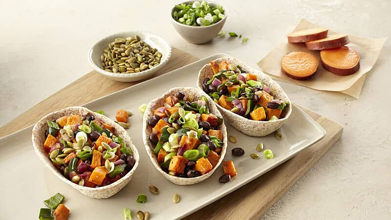Vegetarian Sweet Potato and Black Bean Whole Wheat Tortilla Bowls Recipe - Old El Paso