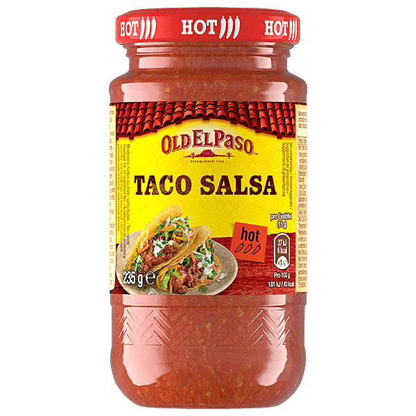 ein Glas Old El Paso Taco Salsa scharf, 235 g