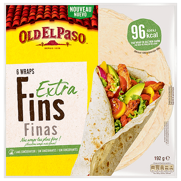 Un paquete de Old el paso Wraps Extra Finas, 192 g