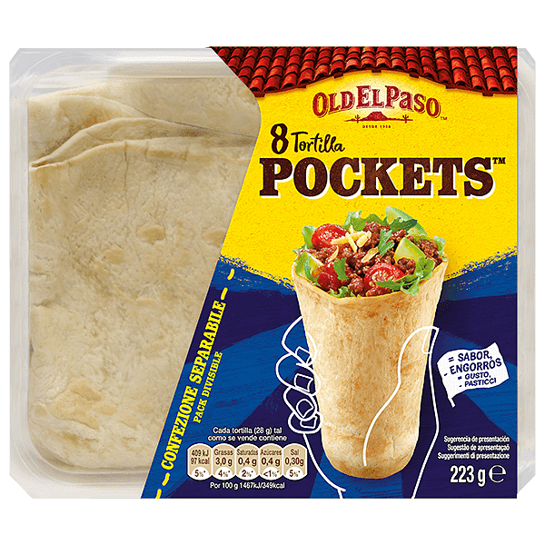 Paquete de 8 tortilla bolsillo Old El Paso, 223 g
