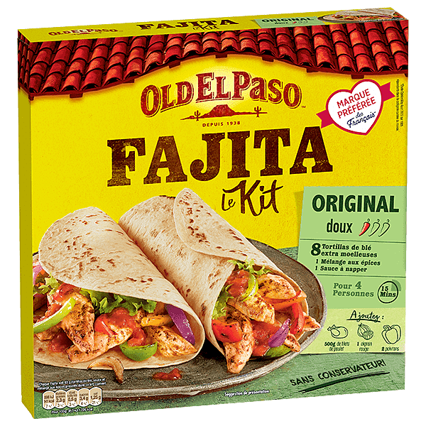 paquet de kit fajitas doux original d'Old El Paso 500g
