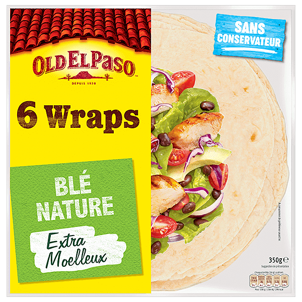 paquet de wraps de blé nature old el paso 6pk 350g