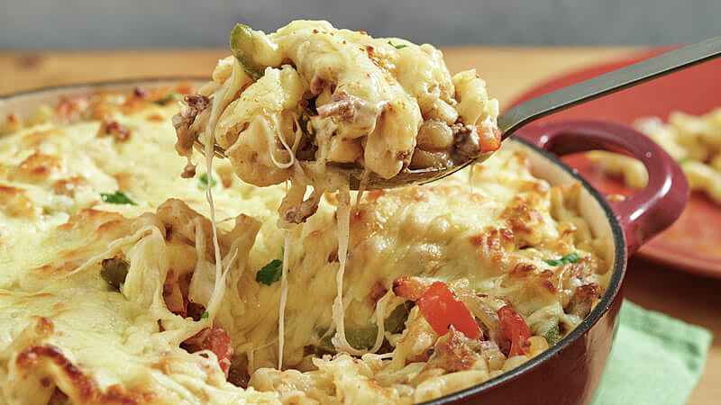 Beefy Fajita Mac and Cheese