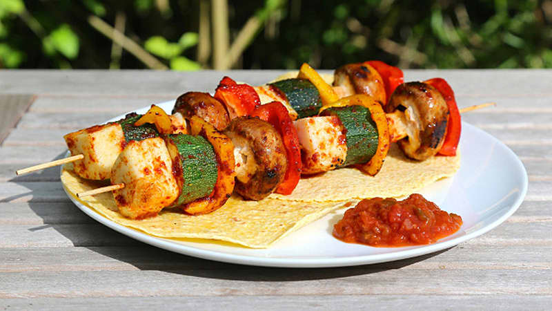 Halloumi Fajita Skewers Recipe - Mexican Recipes - Old El Paso