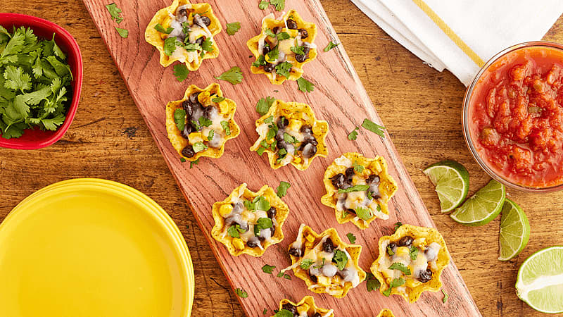 Tortilla Bowls with Black Beans and Corn