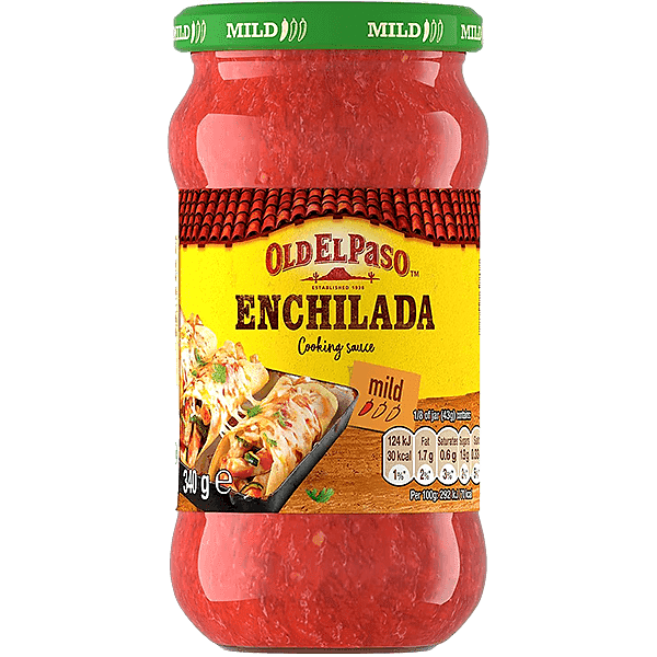 glass jar of Old El Paso's mild Enchilada cooking sauce (340g)