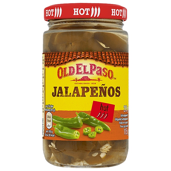 una bottiglia di jalapenos piccanti a fette Old El Paso