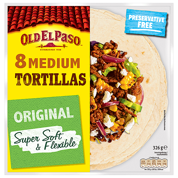 en pakke Old el paso 8 medium originale tortillas, 326g