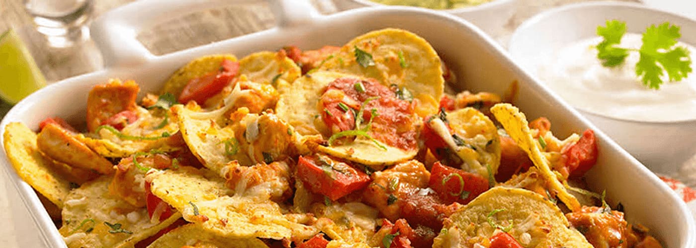 chicken lime coriander nachos banner
