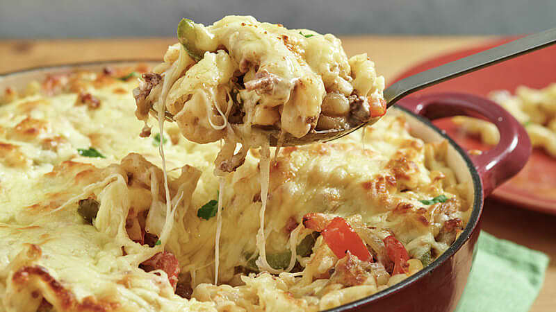 Beefy Fajita Mac and Cheese