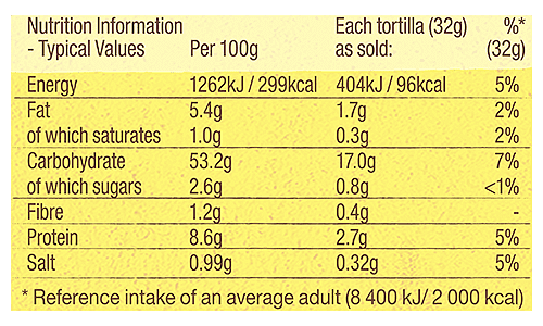 6 large extra thin tortillas nutrition