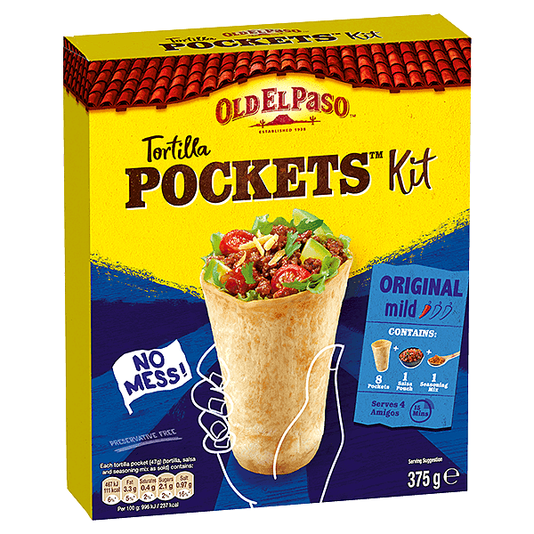 pack of Old El Paso's tortilla pockets kit promoting paris olympic competition (375g)