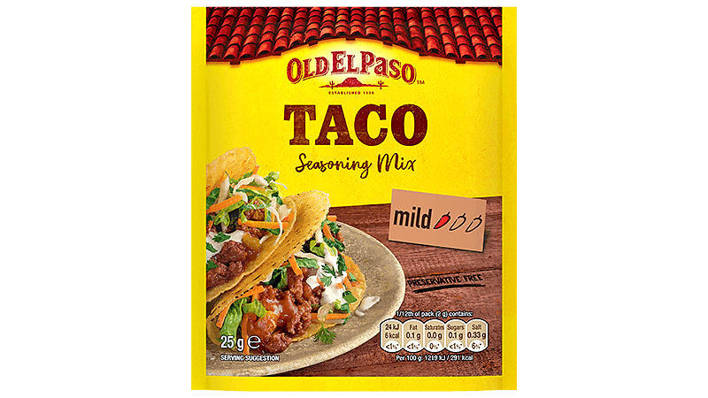 pack of Old El Paso's taco seasoning mix (25g)