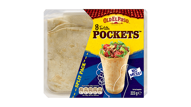pack of Old El Paso's 8 tortilla pockets (223g)