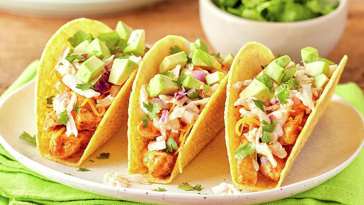 Zesty ranch chicken tacos on a plate