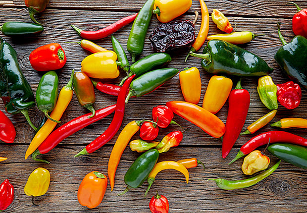 Red, green, yellow, orange peppers