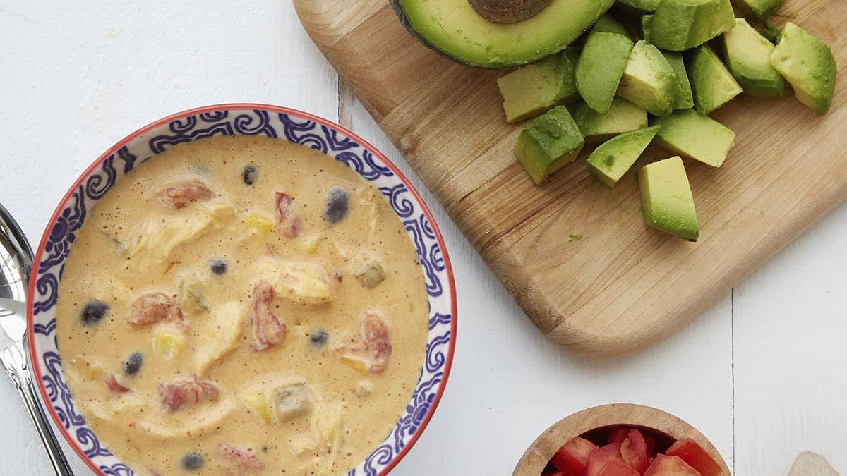 Easy Cheesy Bean and Rice Enchilada Soup Recipe