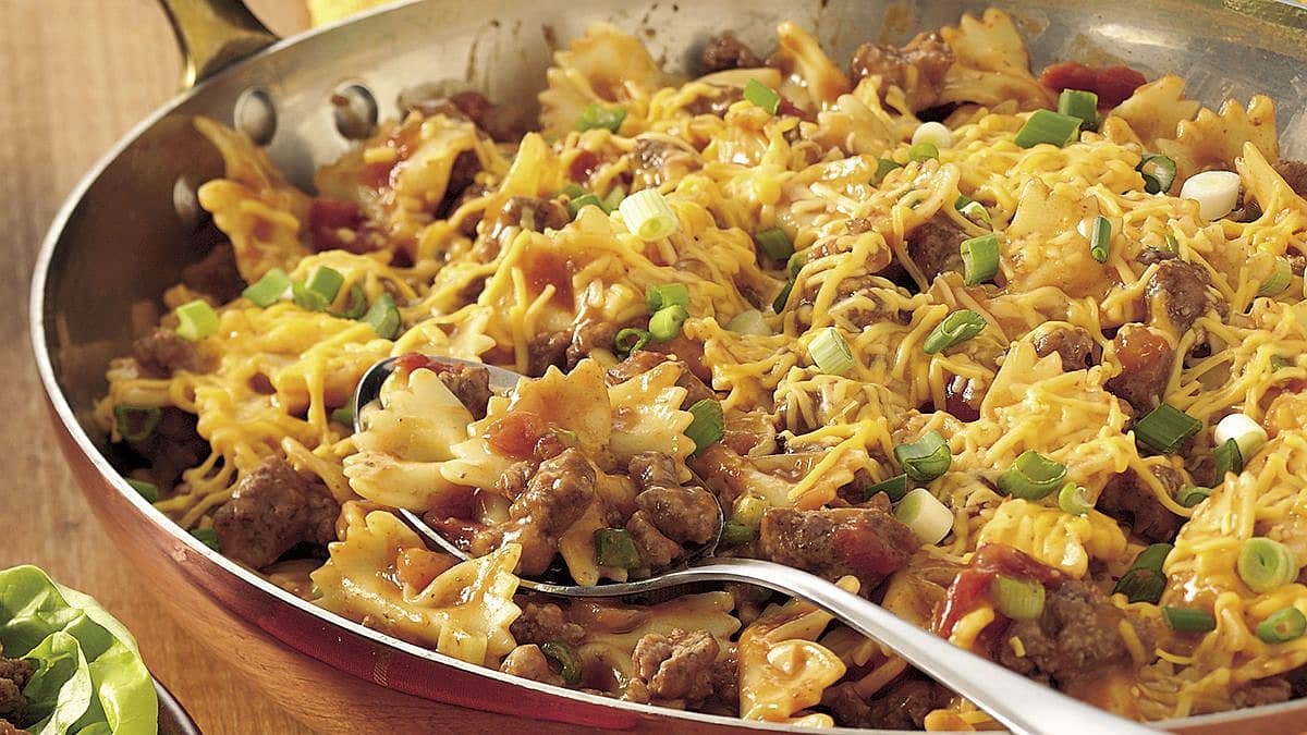 Easy Cheesy Beef and Bow Ties - Mexican Recipes - Old El Paso