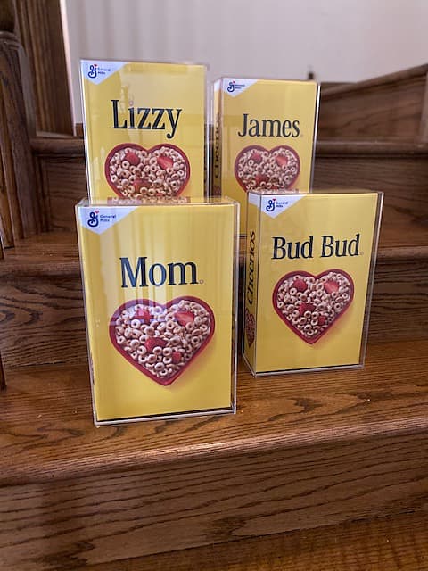 front of custom cheerios boxes