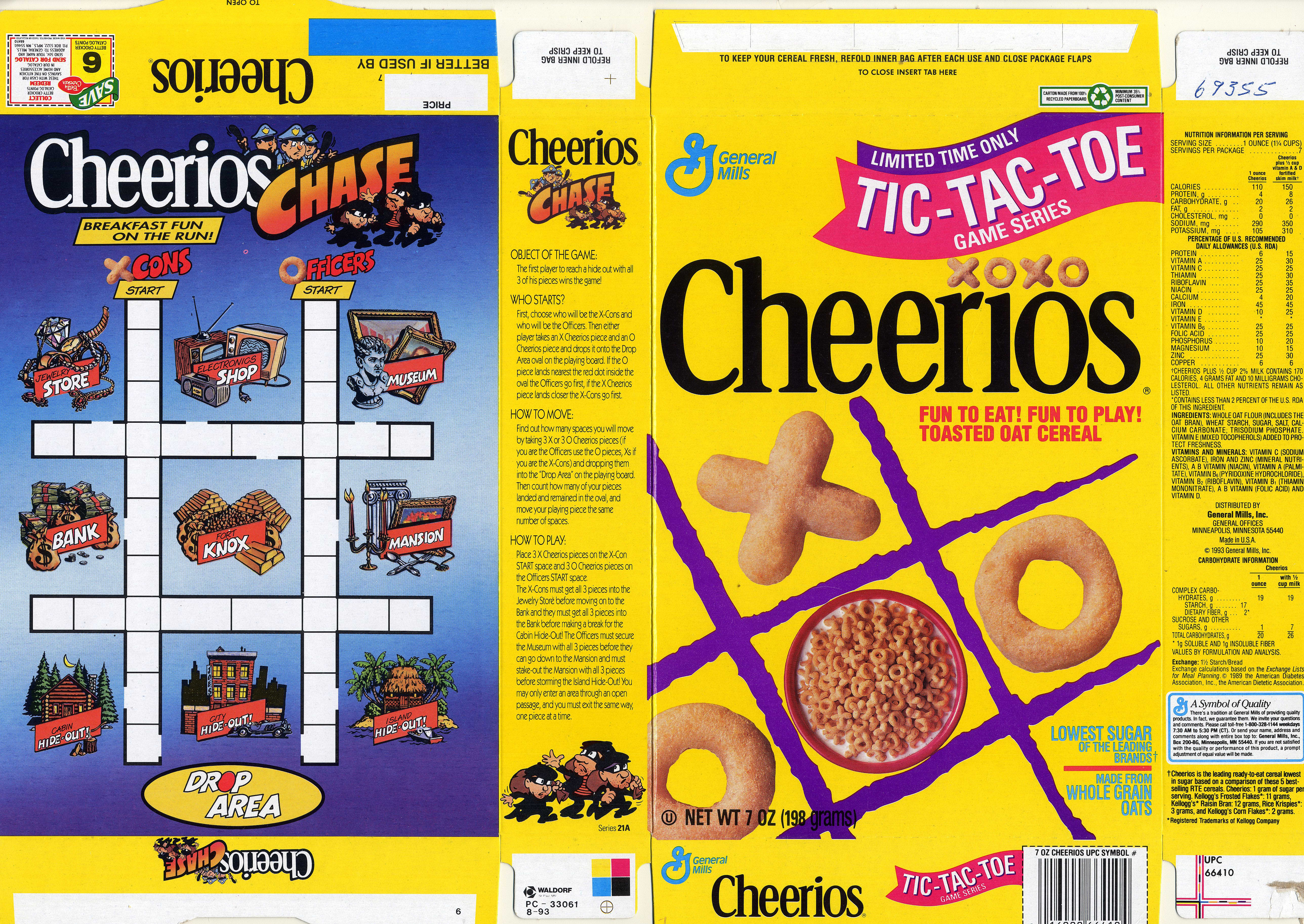 Cheerios 1993 cereal box