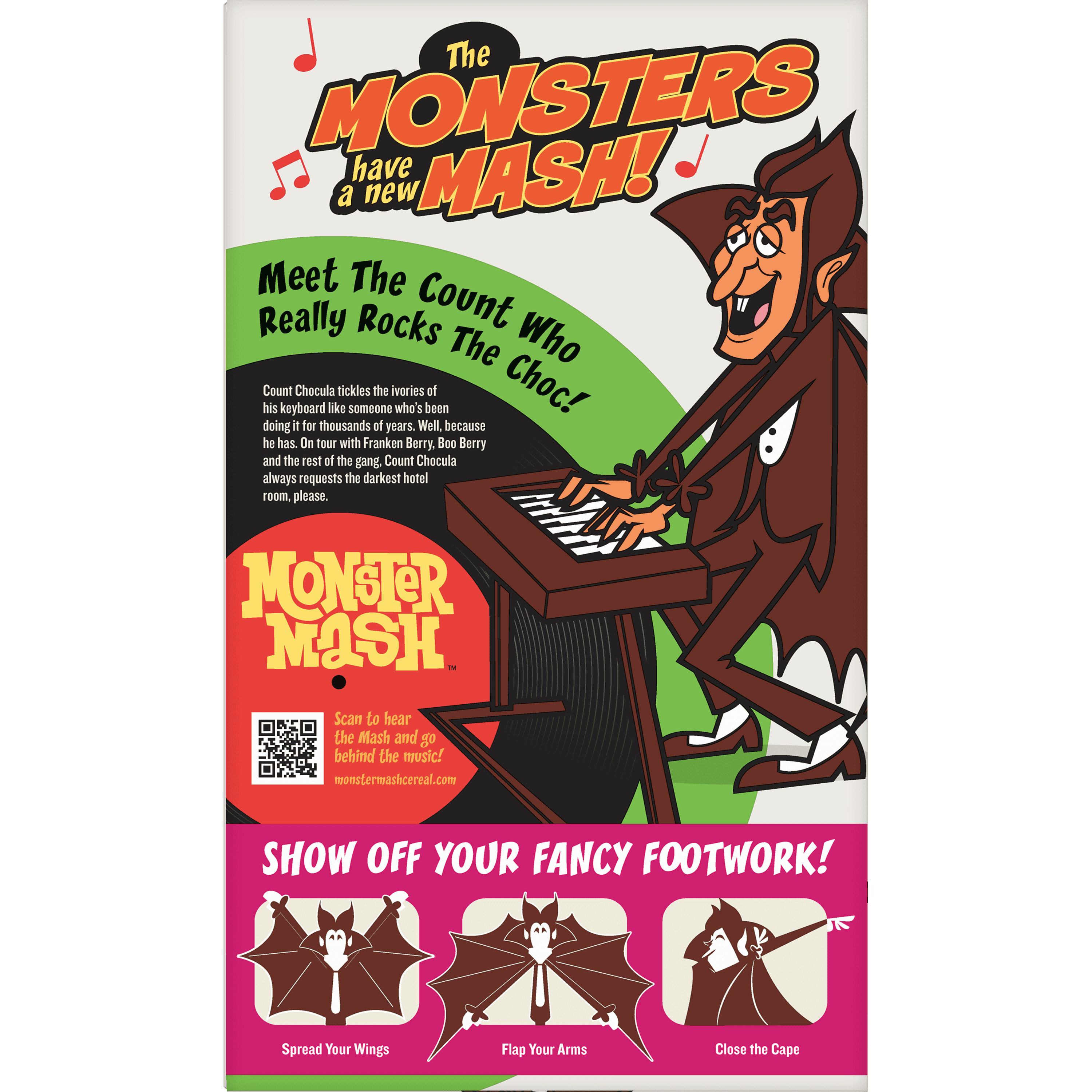Back of retro Count Chocula box