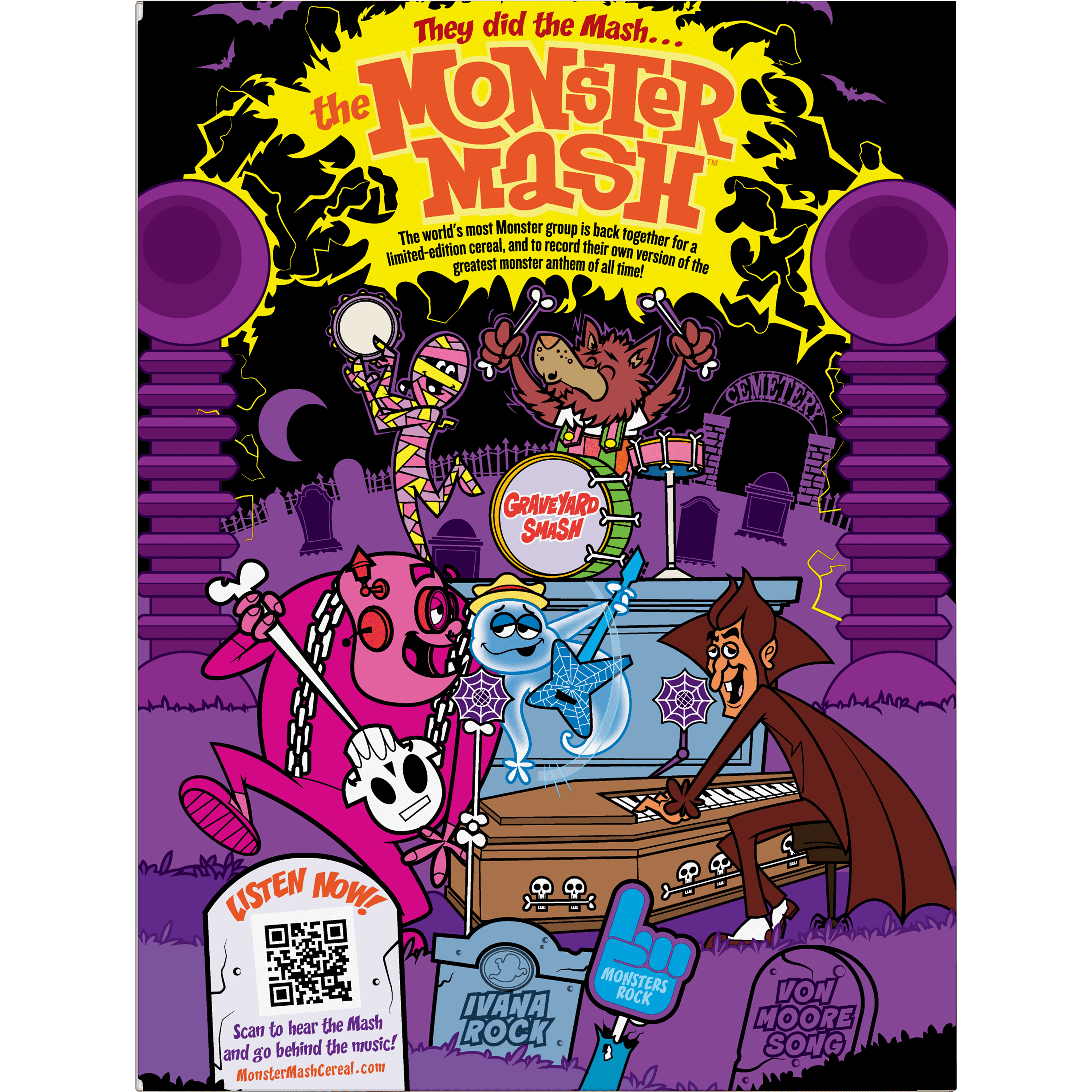 The back of the Monster Mash cereal box