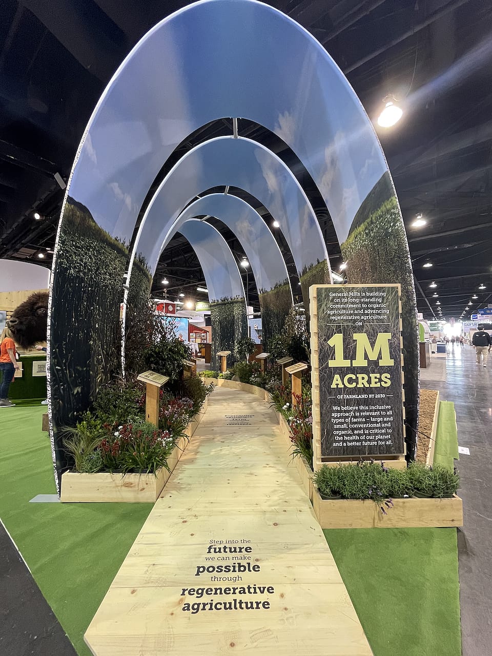 Entrance to experiential regenerative agriculture tunnel at our booth