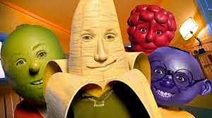 Kids with fruit as heads from Gushers commercial