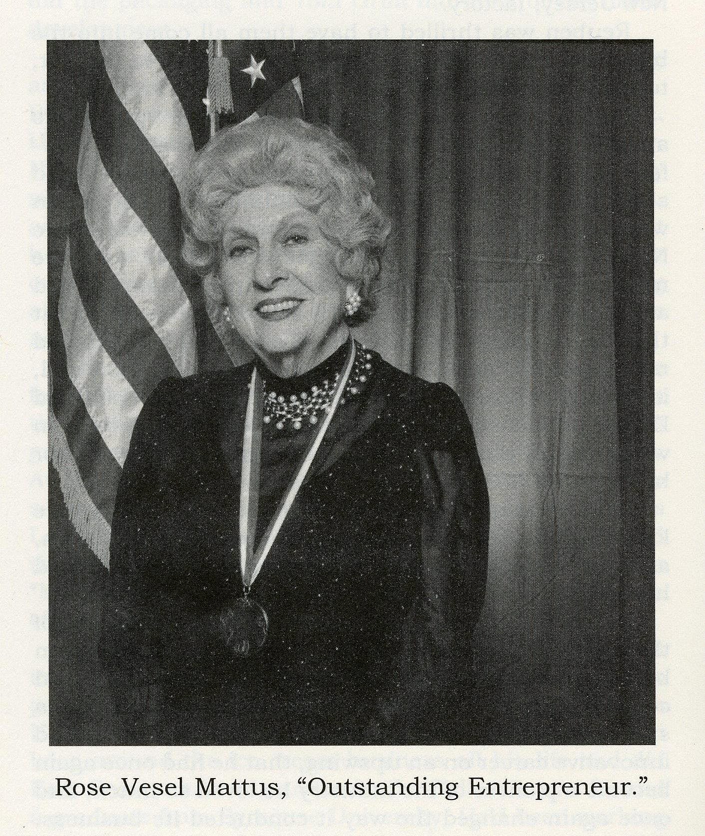 Rose Mattus with "Outstanding Entrepreneur" award