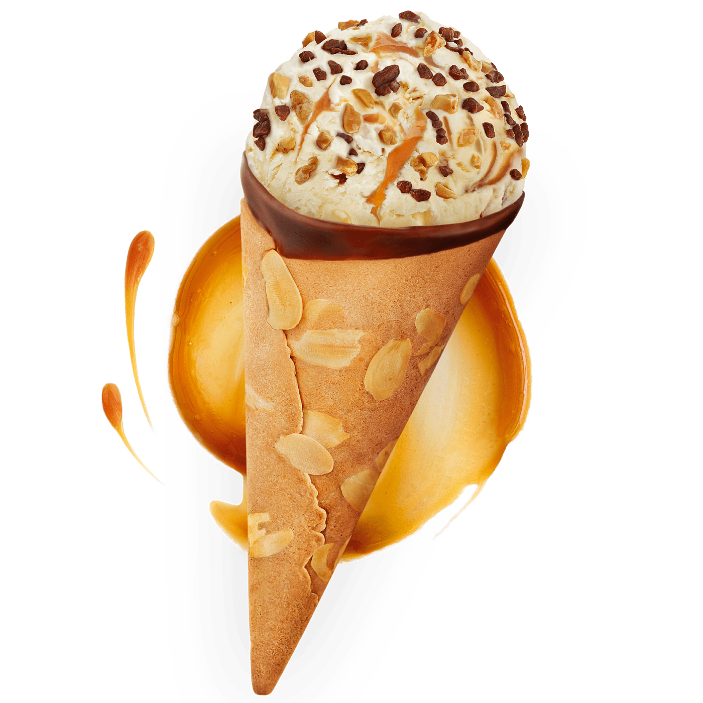 cone vanillla caramel almond plinth