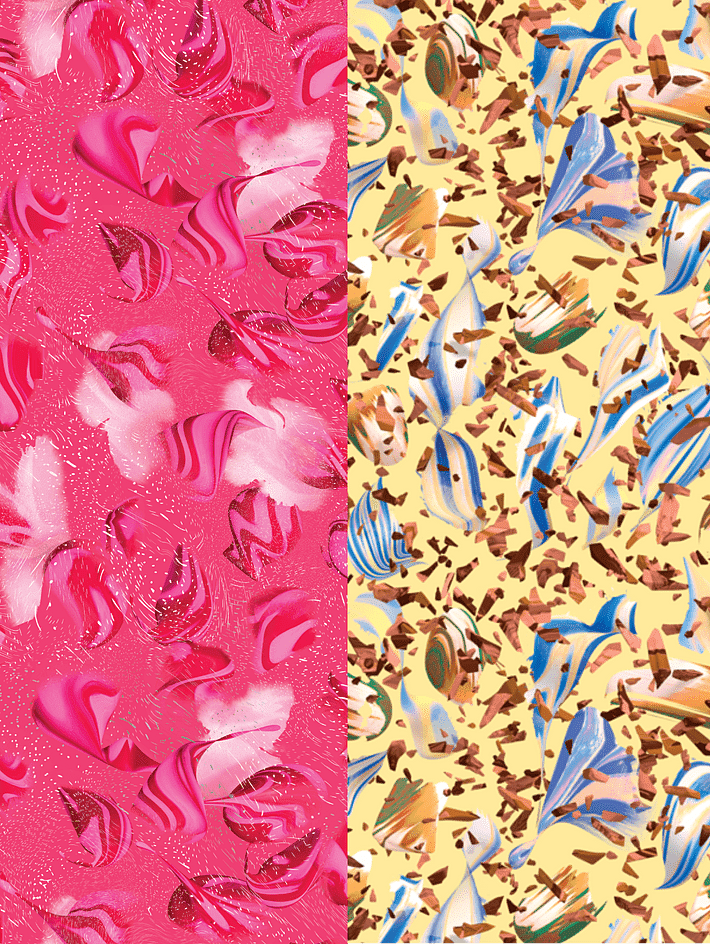 duo vanilla brownie and raspberry pattern